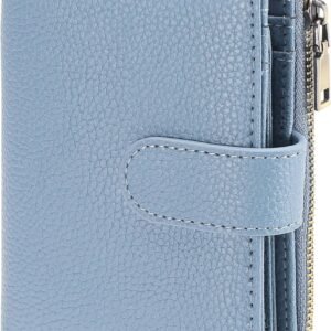 Small Wallets for Women Leather RFID Blocking Bifold Zipper Pocket Wallet Card Case Purse with ID Window