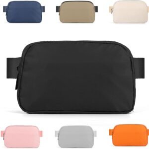 Mini Fanny Pack Black Belt Bag for Women and Men, Fashionable Waterproof Waist Pack with Adjustable Strap for Traveling, Hiking, Jogging, Cycling