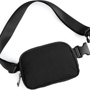 Unisex Mini Belt Bag with Adjustable Strap Small Fanny Pack for Workout Running Traveling Hiking, Black