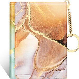 Women's Wallet, Small Slim RFID Card Wallets for Women, Trifold Leather Clutch Card Wallet Organizer, Cute Front Pocket Purse with 7 Card Slots & ID Window & Keychain （Abstraction Marble）
