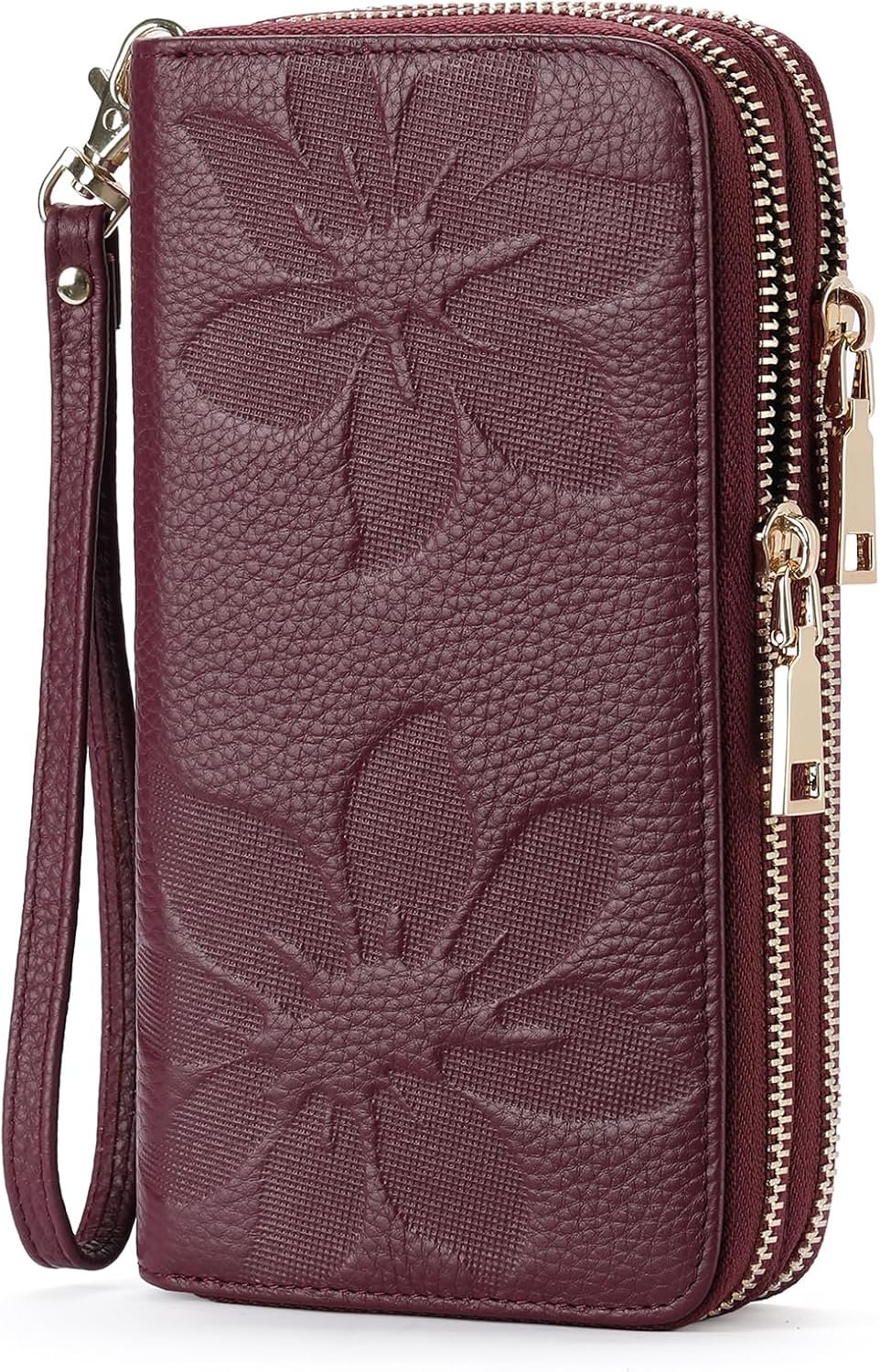 Women's Wallet Large Capacity Double Zip Around Credit Card Holder Leather Ladies Wallet with RFID Blocking Phone Wristlet Purse Purple