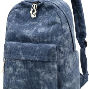School Backpack for Teens Large Corduroy Bookbag Lightweight 17 inch Laptop Bag for Girls Boys Casual High School College (Corduroy-Vintage Blue)